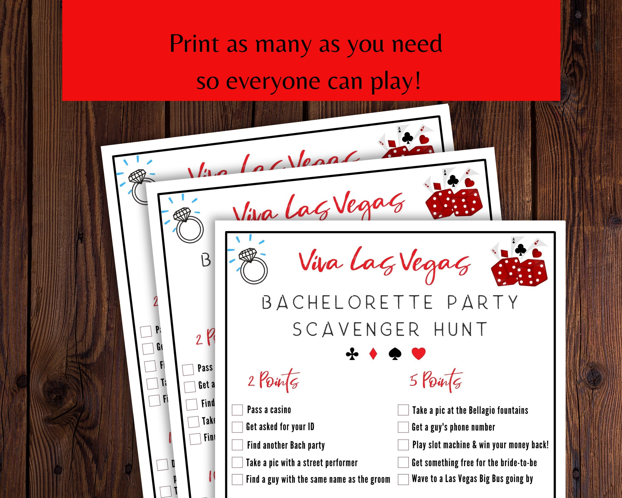 Las Vegas Bachelorette Party Scavenger Hunt Game - Vegas Bachelorette