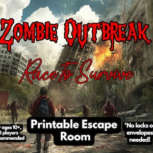Zombie Escape Room - Halloween Escape Room, Escape Room for Adults Teens Family, Escape Room Kit, Printable Escape Room