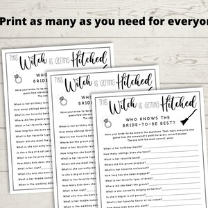 Witch Bachelorette Party Who Knows The Bride Best Game - This Witch is Getting Hitched, Halloween Hen Party Games, Fall Autumn Bach image 5