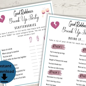 Break Up Party Games - Divorce Party Games, Newly Single Girls Night games