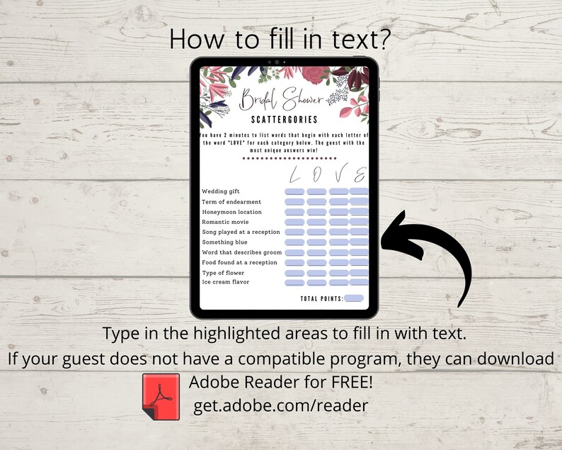 Virtual Bridal Shower Scattergories Game Wedding Shower Etsy