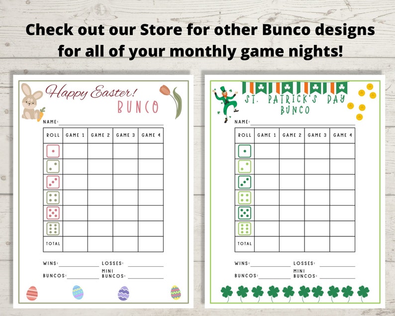 Spring Bunco Spring Bunco Printables, Bunco Game, Bunco Table Numbers ...