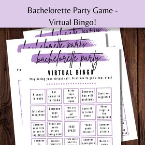 Bachelorette Party Bingo Game - Virtual Bachelorette Party, Printable game for Hen Party