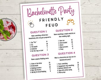 Bachelorette Party Friendly Feud Game - Hen Party Printable Game, Bachelorette Weekend Games, Bachelorette Game