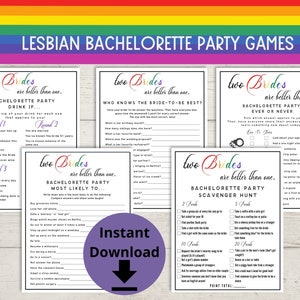 Bundle de jeu de partie de bachelorette lesbienne - Team Brides Bachelorette Games, Lesbian Wedding, Brides to Be Jeux imprimables