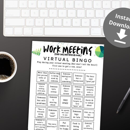 Office Bingo Work From Home Bingo Conference Call Bingo Etsy