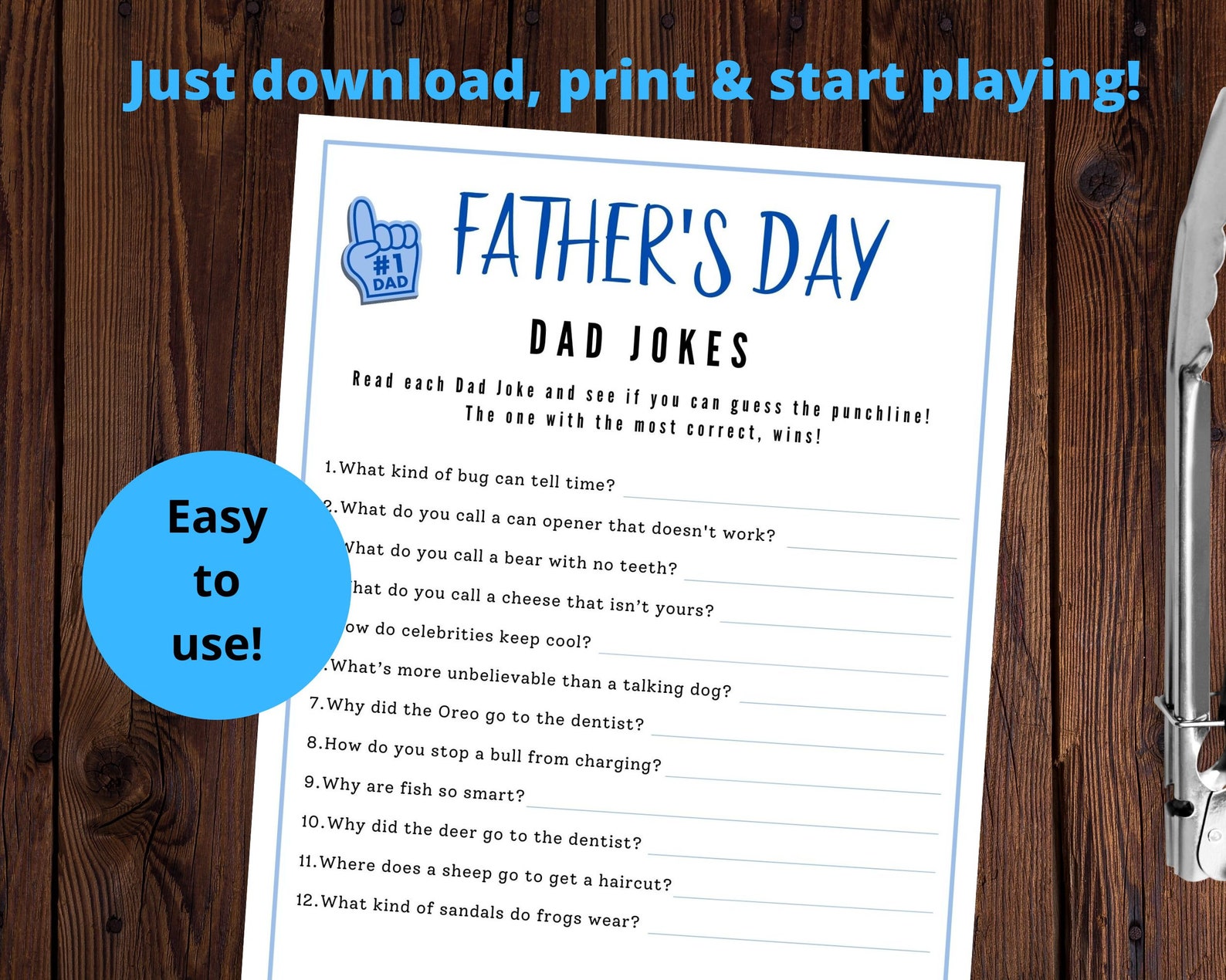 Dad Jokes Fathers Day Game Fathers Day Trivia Dad Jokes - Etsy