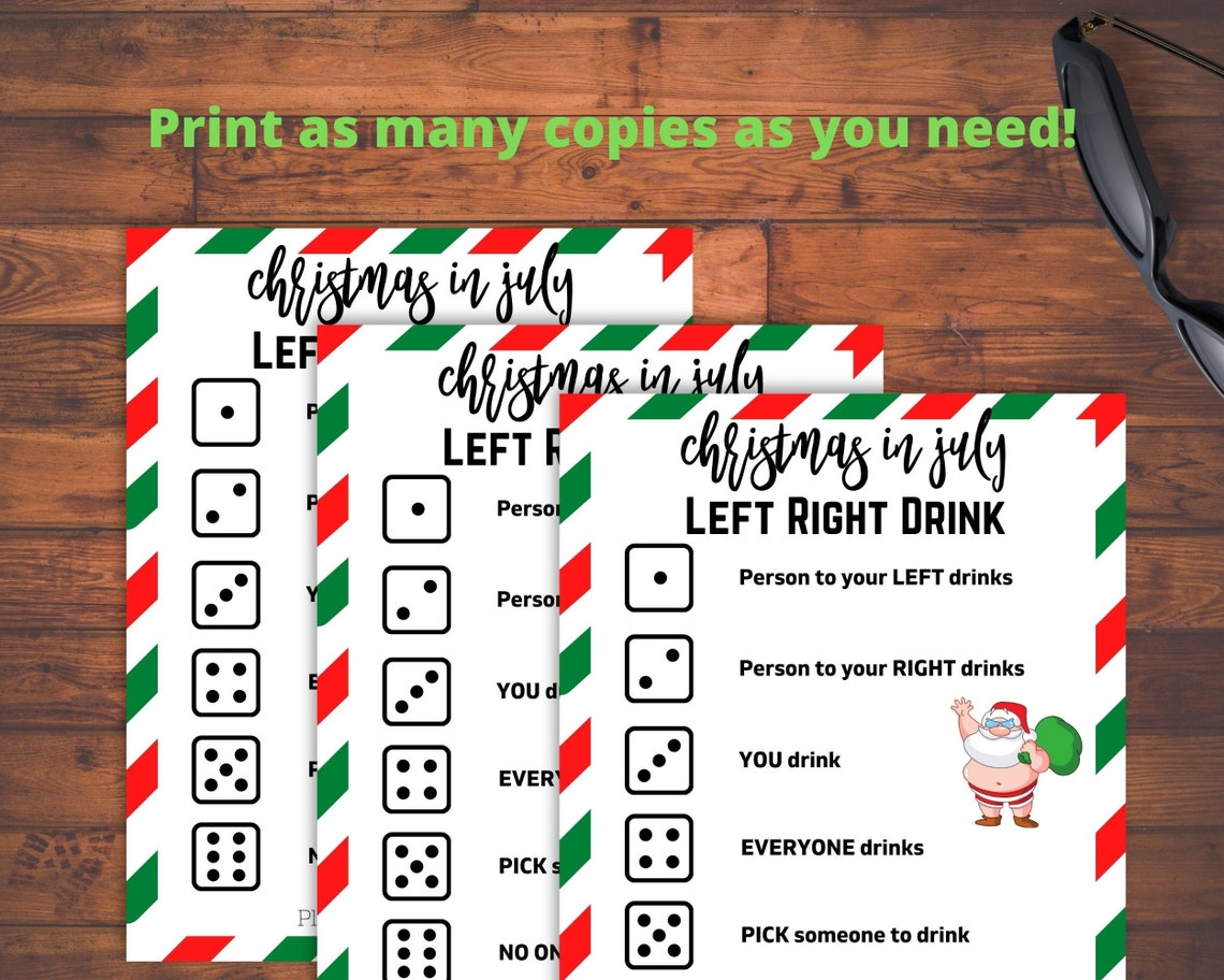 Weihnachten im Juli Party Betrunkenes Würfelspiel Links Etsy.de