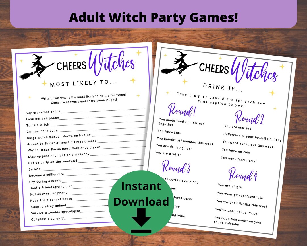 Cheers Witches Game Bundle Witch Party, Adult Witch Party Games, Hocus