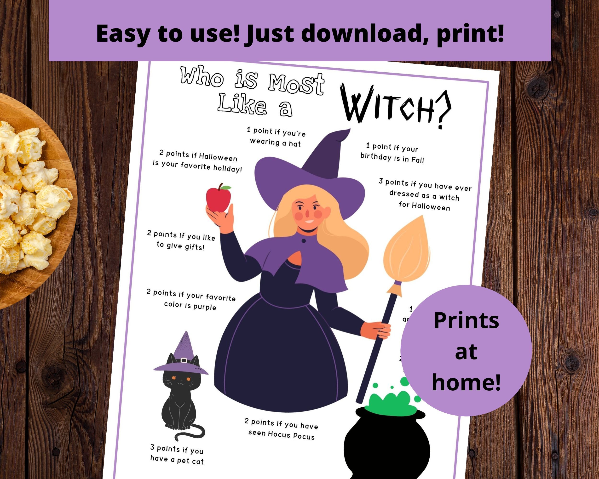 Who is Most Like a Witch Party Game Halloween Party Game, Witch Party