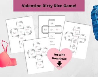 Valentine's Day Dirty Dice Game - Adult Printable Sex Game, Mature Couples Game, Valentine Dice