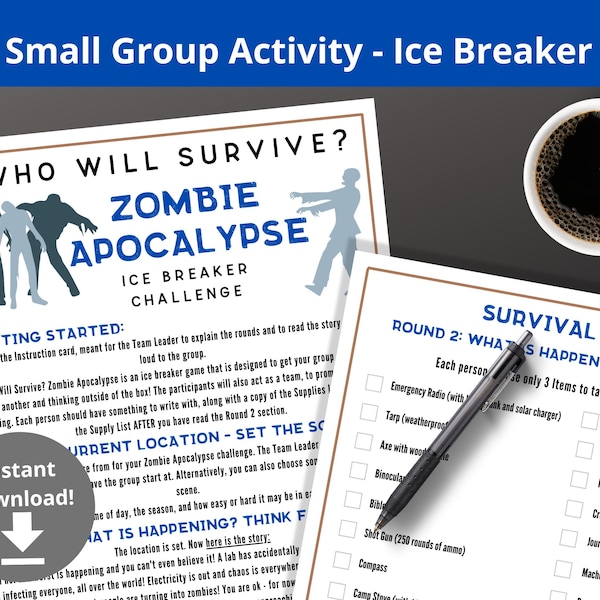 Team Building Game - Zombie Apocalypse Ice Breaker, Office Ice Breaker Activity, Team Building Activity, Office Party Game, Small Group Game