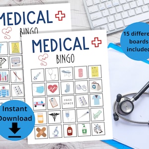 Medical Bingo Game - Nurse Appreciation Week, Nurse Graduation Game, Doctor Graduation Game, Retirement Party Game, Nurse Bingo