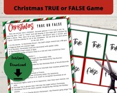 Christmas Trivia True or False Game - Fact or Fiction, Christmas Eve Party Game, Christmas Trivia