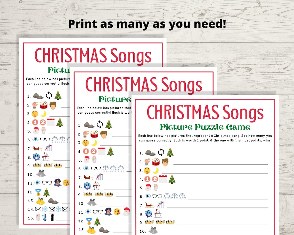 Christmas Emoji Game Christmas Carols Game Christmas Song Etsy