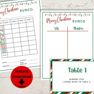 Weihnachten Bunco - Winter Bunco Scorekarten, druckbares Bunco Spiel, Frohe Weihnachten Bunco Bundle mit Tally Sheets, Feiertage Spiel