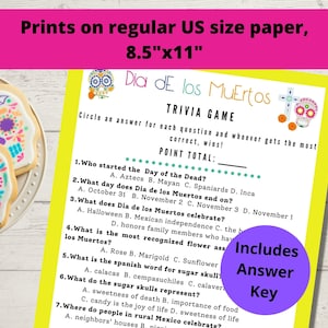 Dia De Los Muertos Trivia Game Day of the Dead Game - Etsy