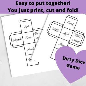 Dirty Dice, Naughty Dice, Adult Games, Mature Game, Printable Couples Game