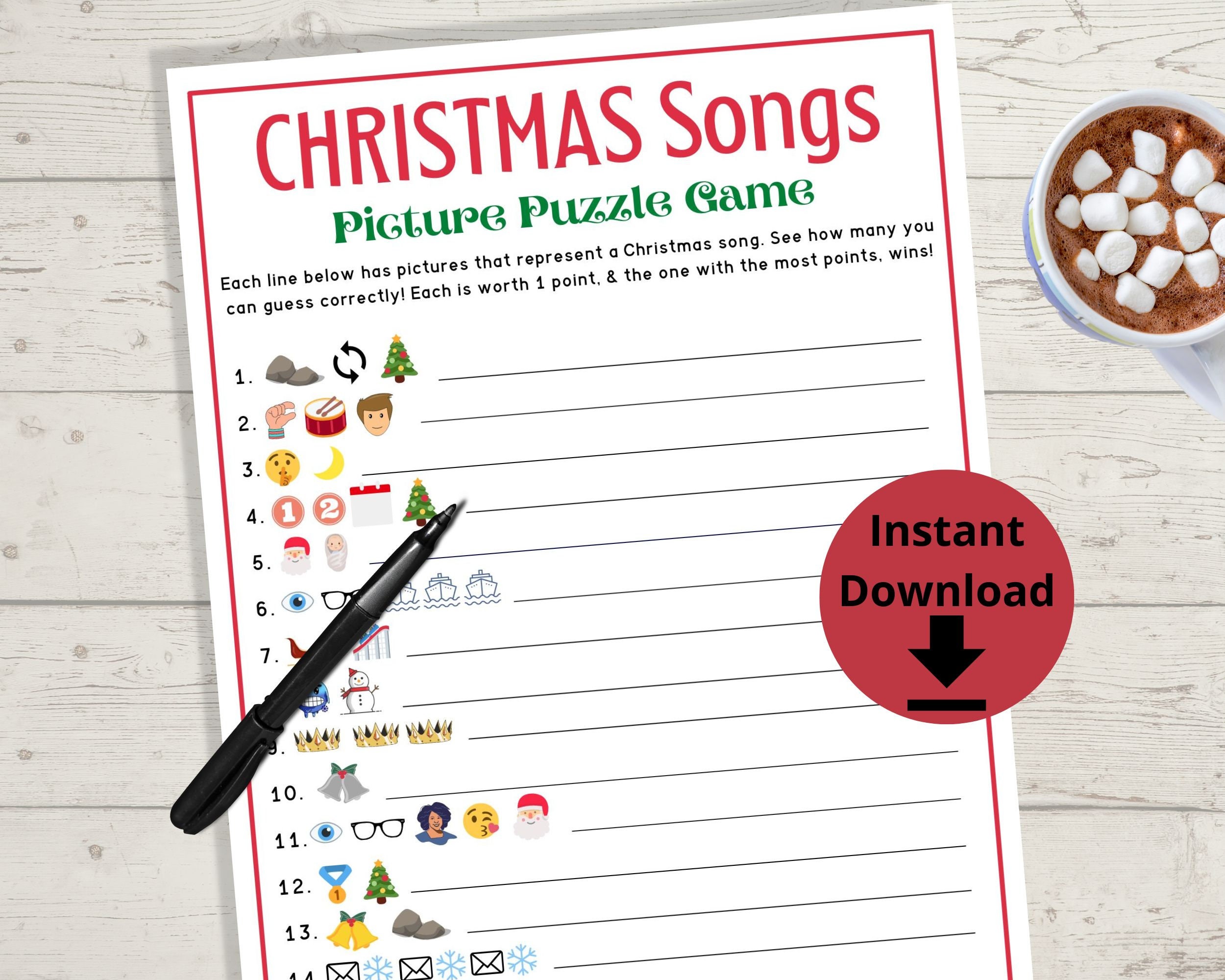 Christmas Emoji Game - Christmas Carols Game, Christmas Song Riddles, Guess the Christmas Carol, Guess the Picture Game