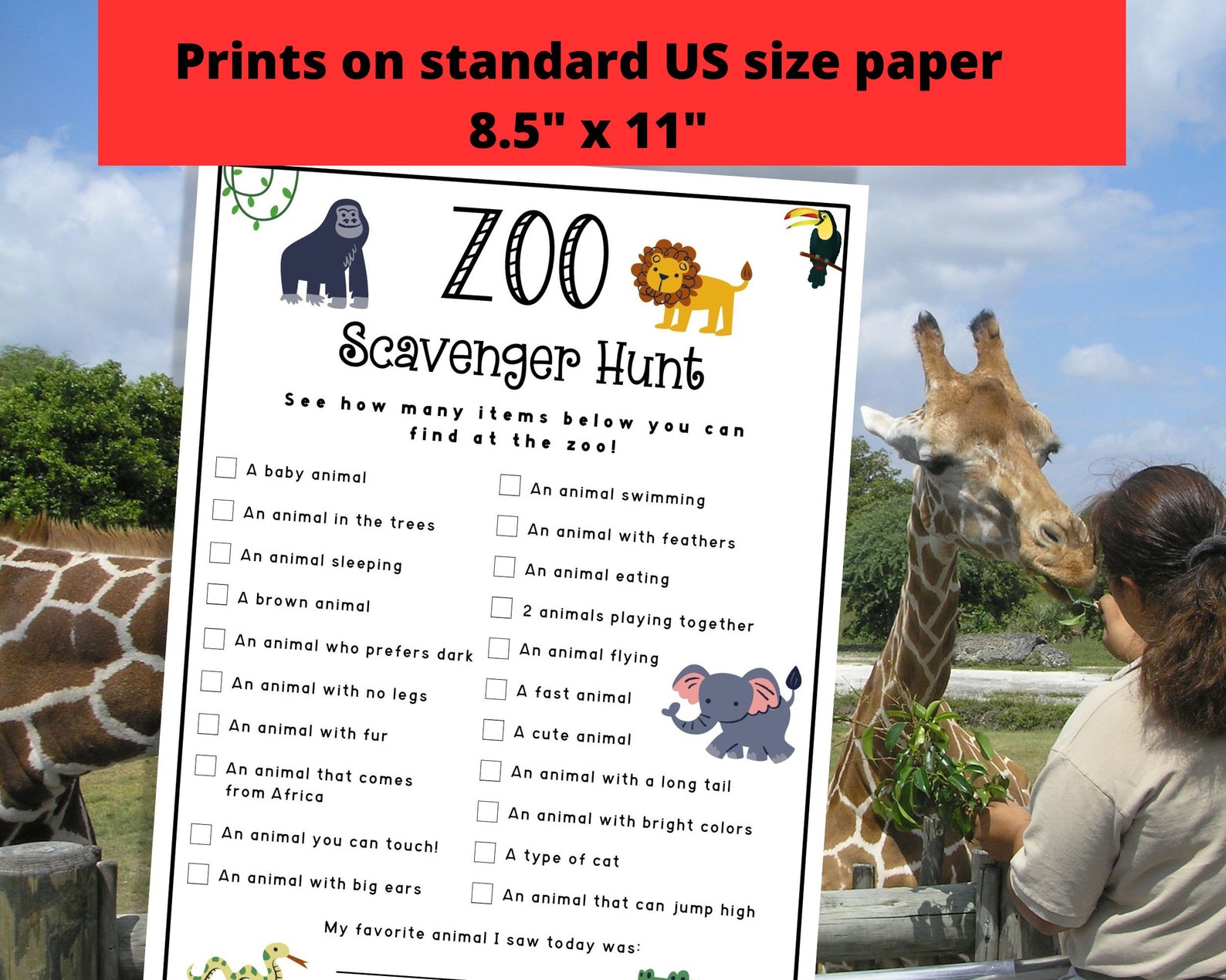 Zoo Scavenger Hunt - Zoo Treasure Hunt, Zoo Games, Zoo Hunt for Kids ...