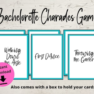 Bachelorette Charades Game - Bridal Charades, Bachelorette Party Games