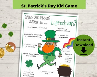 Who Is Most Like a Leprechaun Game - Leprechaun Game, St Patricks Day Game, St Patricks Game for Kids, St. Pattys Day Game