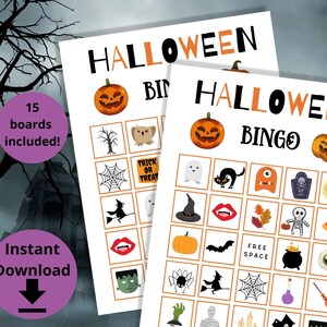 Bingo di Halloween - Bingo di Halloween per bambini, gioco per feste di Halloween in classe, 15 cartelle del bingo di Halloween, bingo con immagini