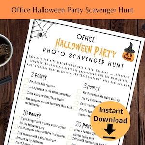 Office Halloween Party Scavenger Hunt - Work Halloween Party Game, Office Party , Halloween WorkPlace Games