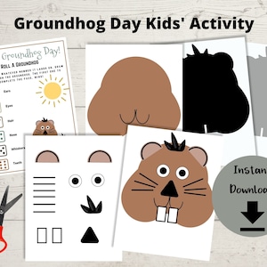 Groundhog Day Kids Activity - Roll A Groundhog Game, Children&#39;s Ground Hog Craft, Build a Groundhog