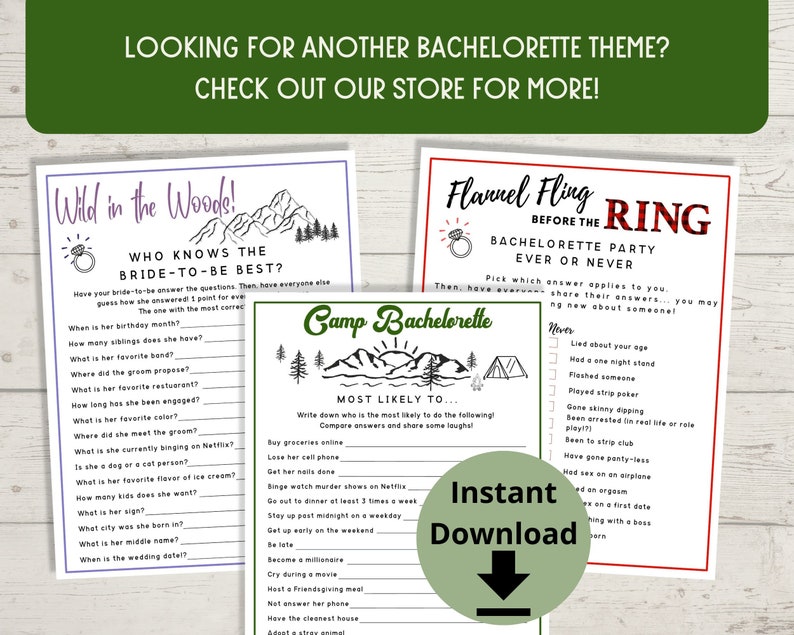 Last Trail Before the Veil Bachelorette Party Game Bundle - Camp Bachelorette Games, Hiking Bachelorette Printable image 7