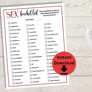 Valentine&#39;s Day Sex Bucket List - Naughty Sex Positions, Kinky Sex game, Couples Game. Christmas Sex Game