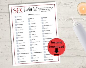 Valentinstag Sex Bucket List - Freche Positionen, Kinky Sexspiel, Paare Spiel. Weihnachts-Sex-Spiel