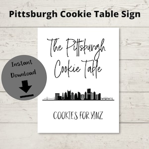 Pittsburgh Cookie Table Sign for Weddings - Cookie Table Printable, Wedding Dessert Table Sign