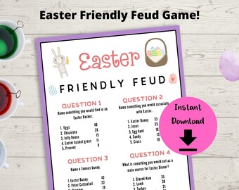 Easter Friendly Feud Trivia Game - Family Game Night, Family Friendly Quiz for Easter Holiday