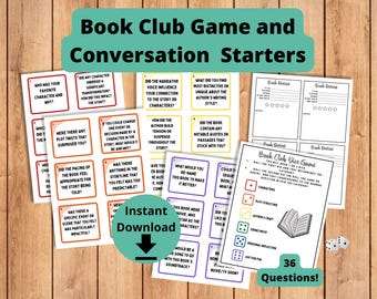 Juego del club de lectura: debates, preguntas, preguntas para romper el hielo, temas de conversación, imprimibles.