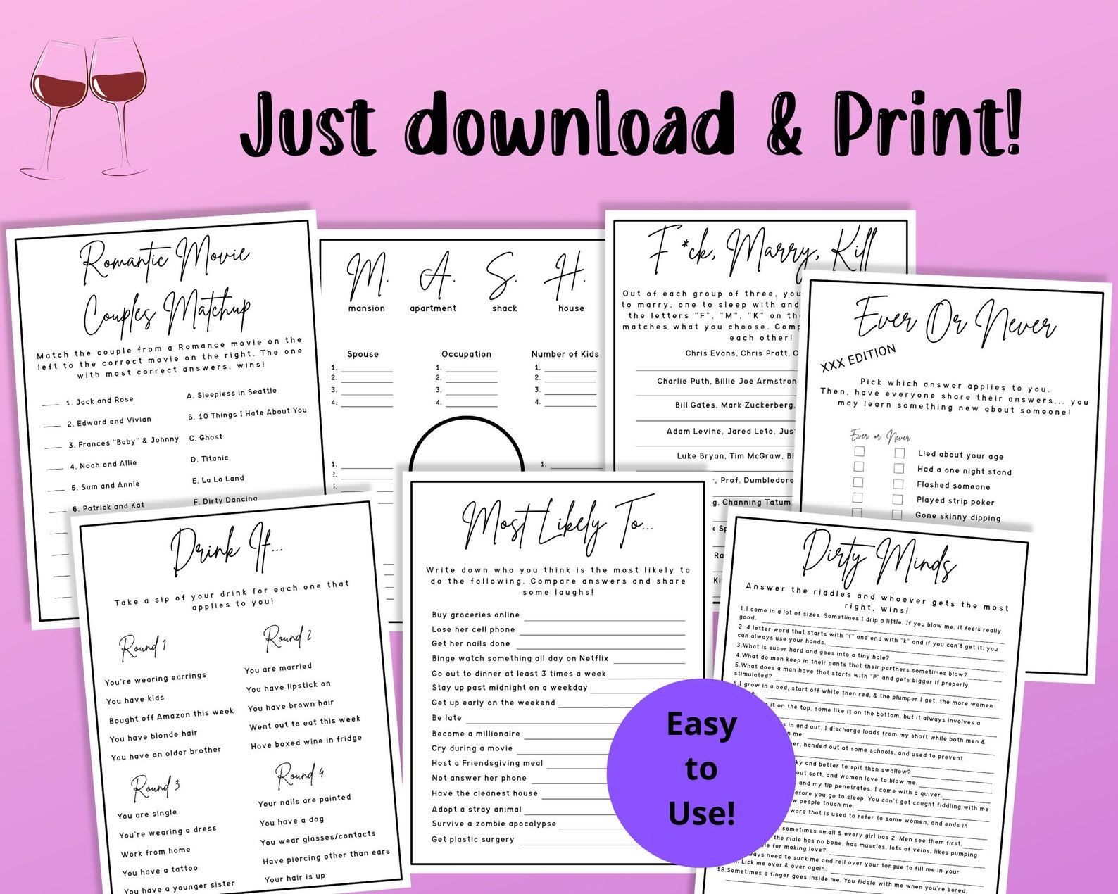 Ladies Night Printable Games Ladies Night Games Girls Etsy Ladies Night Printable Games Ladies Night Games Girls Etsy