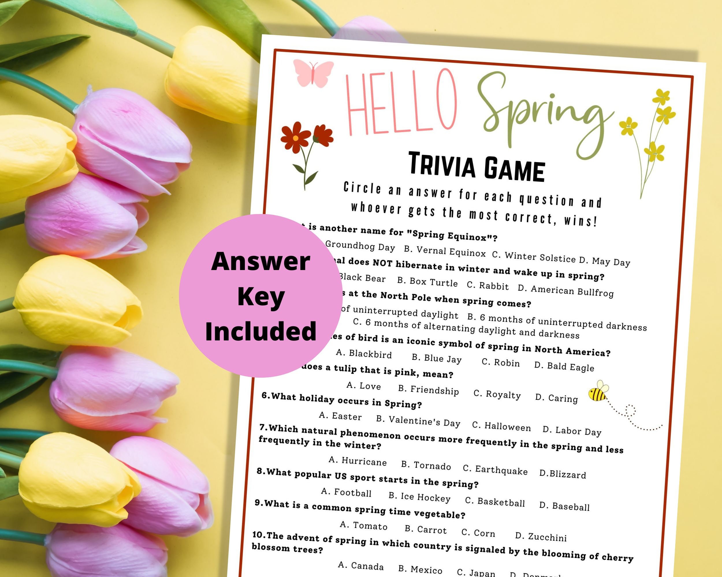 Spring Trivia Printable Spring Equinox Game, Spring Icebreaker, Spring ...