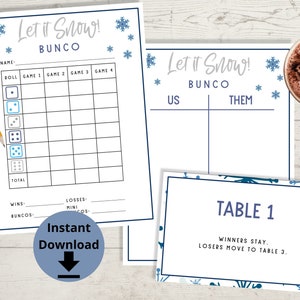 Winter Bunco - Christmas Bunco Score Cards, Printable Bunco Game, Bunco Bundle with Tally Sheets and Table Cards