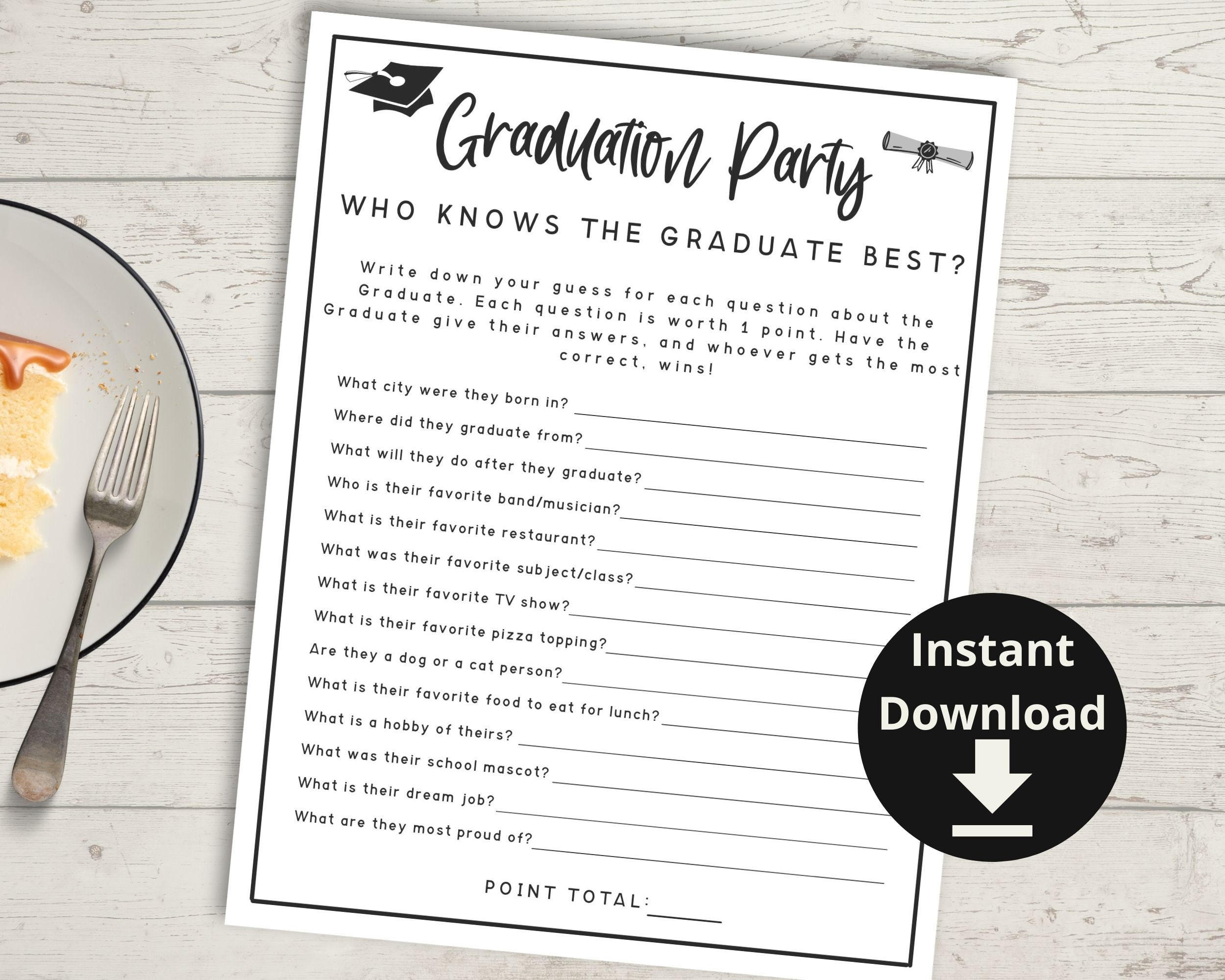 Graduation Game Graduation Party Game 2023, Who Knows the Graduate Best ...