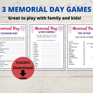 Memorial Day Games - Family Games for Memorial Day Party, Printable Game for Kids