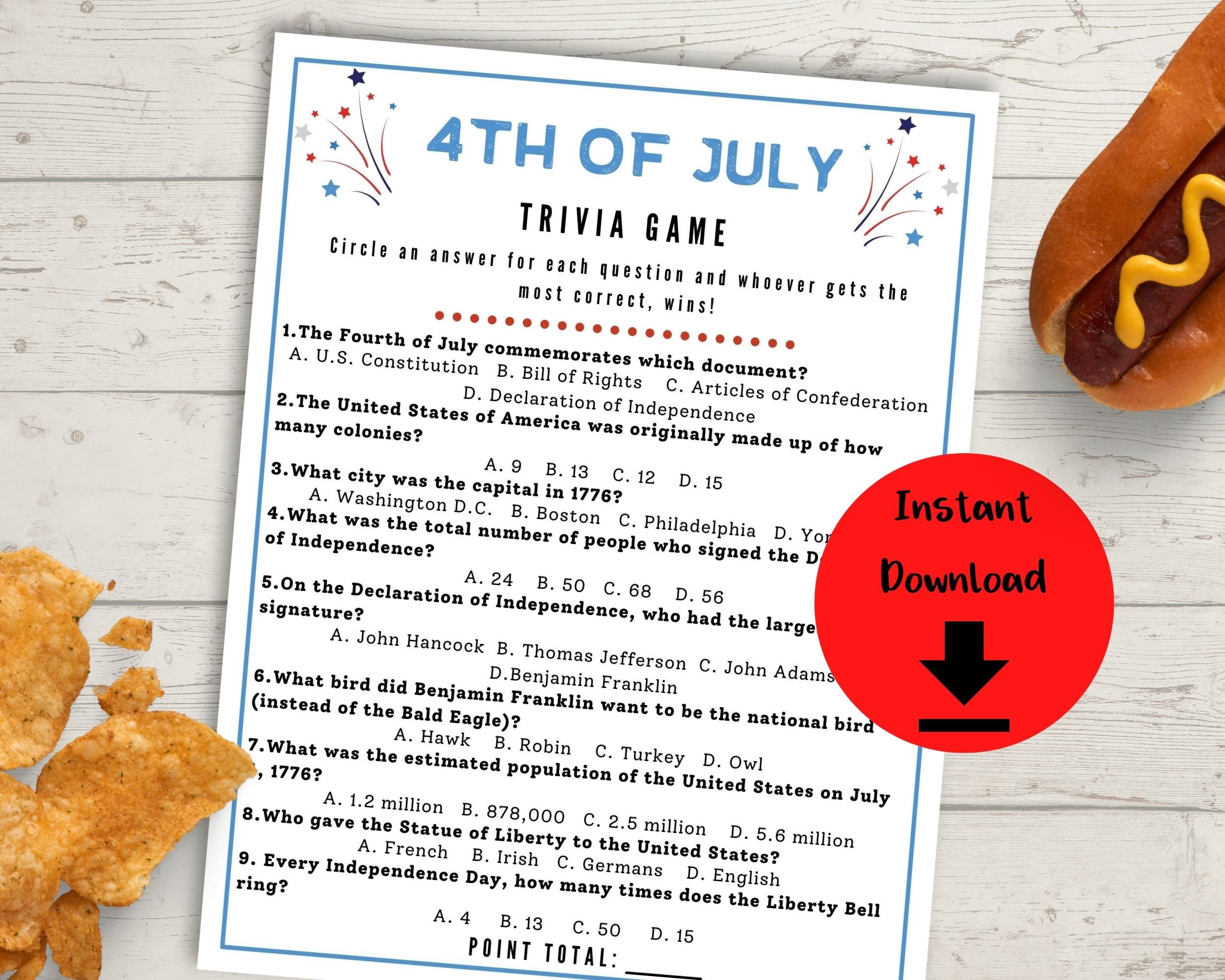 4th of July Trivia Game - 4th of July Games, Fourth of July Family Game ...