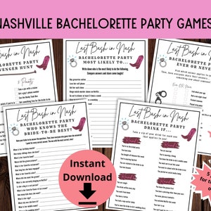 Paquete de juegos de despedida de soltera de Nashville - Last Bash imprimible en Nash Games, Nashville Bach Party
