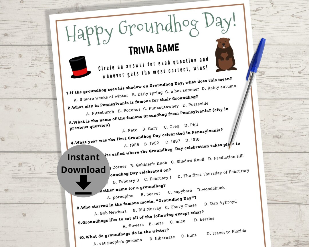 Groundhog Day Trivia Game  Groundhog Day Activity Ground Hog