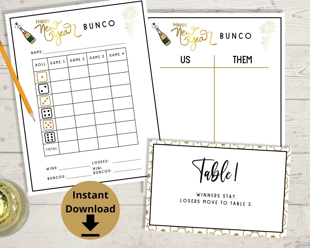 New Year s Eve Bunco Bunco Printables Bunco Game NYE Bunco Bunco New Year s Eve Bunco Bunco Printables Bunco Game NYE Bunco Bunco