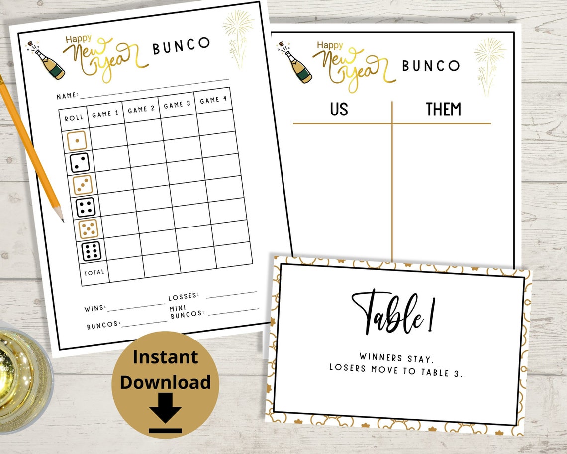 New Year's Eve Bunco Bunco Printables, Bunco Game, NYE Bunco. Bunco ...