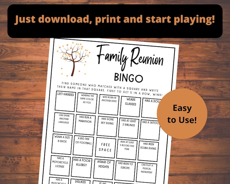 Family Reunion Bingo Family Reunion Game Find the Guest Etsy Family Reunion Bingo Family Reunion Game Find the Guest Etsy