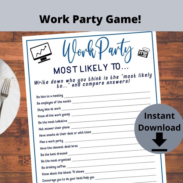 Work Party Game - Office Party Printable, Most Likely To Employee Appreciation Game
