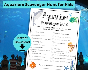 Aquarium Scavenger Hunt - Aquarium Treasure Hunt, Ocean Hunt for Kids, Find the Fish, Kids Scavenger Hunt