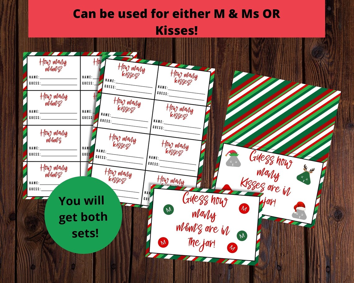 Guess How Many Kisses in the Jar Christmas Game How Much Etsy