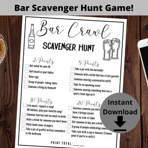 Bar Schnitzeljagd - Geburtstag Bar Crawl, Junggesellenabschied Spiel, Bar Spiel, Bar Crawl Schnitzeljagd Spiel